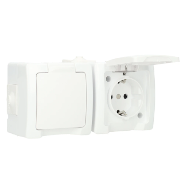 Kopp NAUTIC stopcontact ip44 horizontaal met randaarde 2-voudig opbouw wit