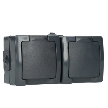 Kopp NAUTIC stopcontact ip44 horizontaal met randaarde 2-voudig opbouw antraciet