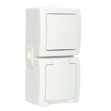 Kopp NAUTIC combinatie wisselschakelaar en stopcontact ip44 verticaal met randaarde opbouw wit(138502009)