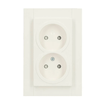 Kopp stopcontact 2-voudig zonder randaarde met kinderbeveiliging - HK07 wit (950029005)