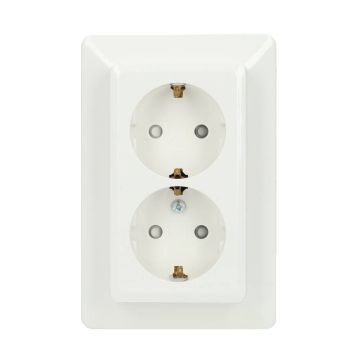 Kopp stopcontact 2-voudig met randaarde en kinderbeveiliging half opbouw - HK02 wit (927713009)