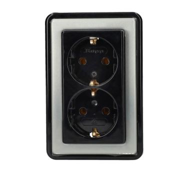 Kopp VISION stopcontact 2-voudig ra staal