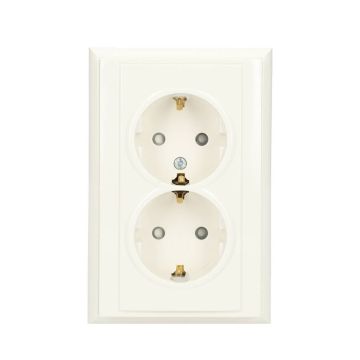 Kopp stopcontact 2-voudig met randaarde en kinderbeveiliging - MALTA artic wit (927602084)