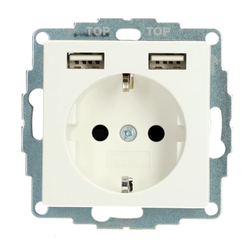 2USB inCharge PRO universeel 55x55 WCD met 2x USB 2,4A - wit mat (2U-449337)