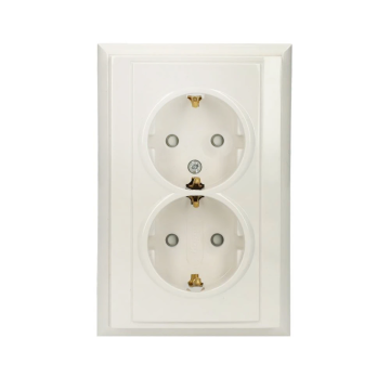 Kopp stopcontact 2-voudig met randaarde en kinderbeveiliging - MALTA wit (927601084)