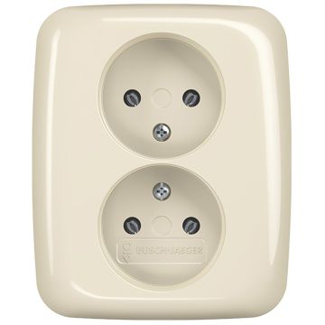Busch-Jaeger wandcontactdoos inbouw 2-voudig - SI crème (202 UJR-212)