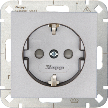 Kopp HK07 wandcontactdoos met randaarde en kinderbeveiliging - staal (940047001)