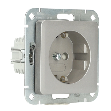 Kopp HK07 wandcontactdoos met randaarde en kinderbeveiliging - staalkleur (940047001)