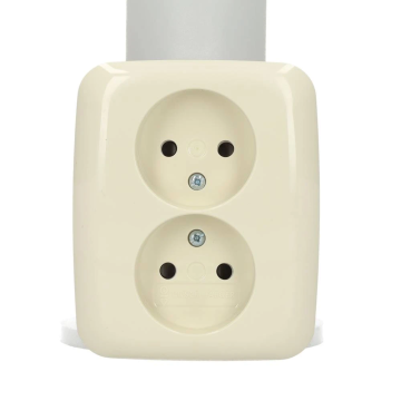 ABB Busch-Jaeger stopcontact 2-voudig zonder randaarde met kinderbeveiliging verticale montage - SI crèmewit (202 UJRB-212)