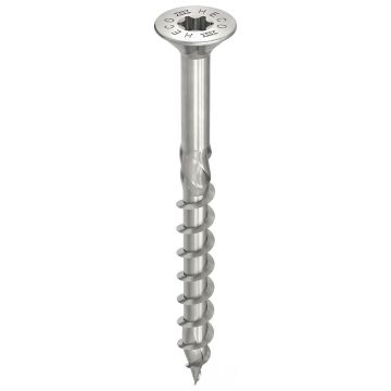 Heco spaanplaatschroeven TX20 met RVS A2 platkop 5.0x70mm - deeldraad per 200 stuks (61786)