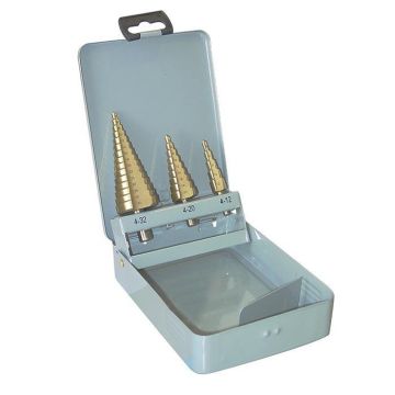AMW stappenboorset 4-32mm in metalen cassette, 3-delig (29030432)
