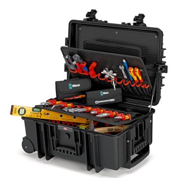 KNIPEX elektra gereedschapskoffer met wielen en telescoopsteel compleet 63-delig "Robust45Move" (002137)