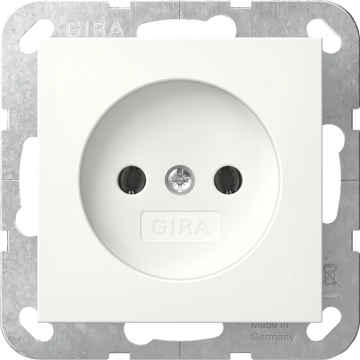 Gira stopcontact zonder randaarde 2-polig 1-voudig - systeem 55 zuiver wit mat (448027)