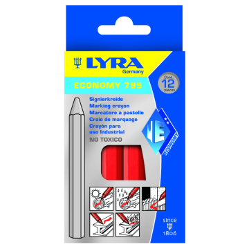 Lyra merkkrijt rode set van 12 stuks (4850017)