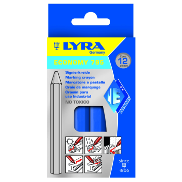 Lyra merkkrijt blauwe set van 12 stuks (4850051)