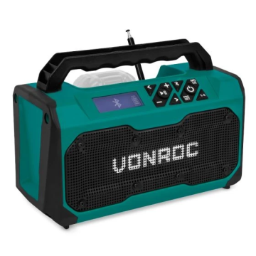 VONROC accu bouwradio FM Bluetooth USB VPOWER 20V - body zonder accu en lader (JR501DC)