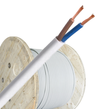 VMVL (H05VV-F) kabel 2x0.75mm2 wit per per haspel 500 meter