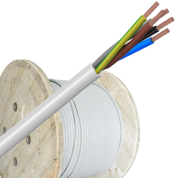 VMVL (H05VV-F) kabel 5x0.75mm2 wit per haspel 500 meter