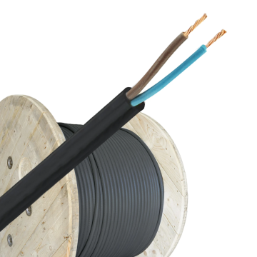 VMVL (H05VV-F) kabel 2x1.5mm2 zwart per haspel 500 meter