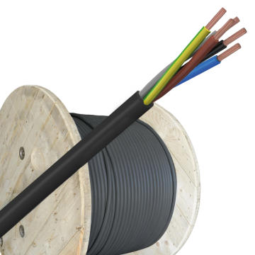 VMVL (H05VV-F) kabel 5x2.5mm2 zwart per haspel 500 meter