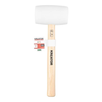Kreator wit rubber hamer eucalyptus houten steel 700 gram (KRTH90605)