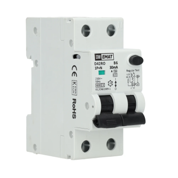 EMAT aardlekautomaat 1-polig+nul 6A B-kar 30mA 2 modules (85006400)
