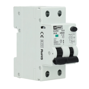EMAT aardlekautomaat 1-polig+nul 10A B-kar 100mA 2 modules (85006412)