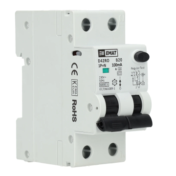 EMAT aardlekautomaat 1-polig+nul 20A B-kar 100mA 2 modules (85006416)