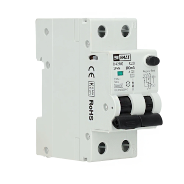 EMAT aardlekautomaat 1-polig+nul 20A C-kar 100mA 2 modules (85006417)