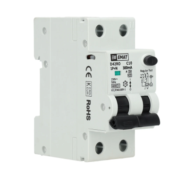 EMAT aardlekautomaat 1-polig+nul 10A C-kar 300mA 2 modules (85006423)