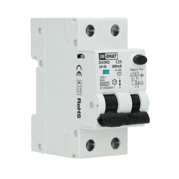 EMAT aardlekautomaat 1-polig+nul 25A C-kar 300mA 2 modules (85006429)