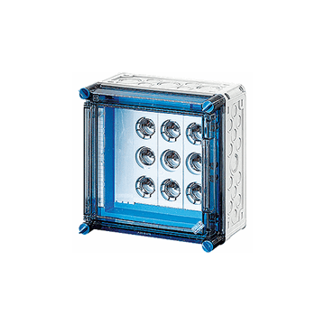 Hensel Mi 3280 zekeringkast 63A 5-polig railsysteem 250A met scharnierend deksel 3x zekeringshouder