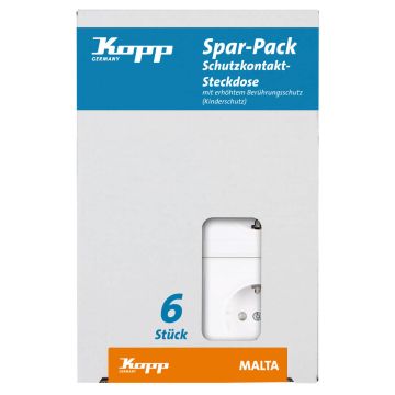 Kopp MALTA stopcontact 1-voudig randaarde en kinderbeveiliging - per 6 stuks arctic wit (923413051)