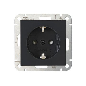 Kopp stopcontact met randaarde en kinderbeveiliging - HK07 antraciet (940015008)