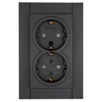 Kopp HK07 stopcontact inbouw met randaarde en kinderbeveiliging 2-voudig antraciet