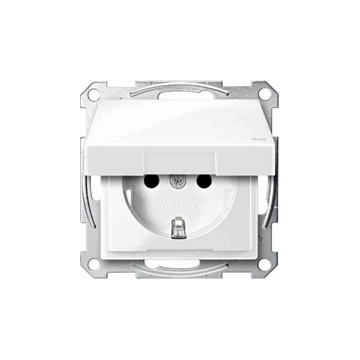Schneider Electric SCHUKO wandcontactdoos met klapdeksel IP44 kinderbeveiliging - polarwit (MTN2314-0319)