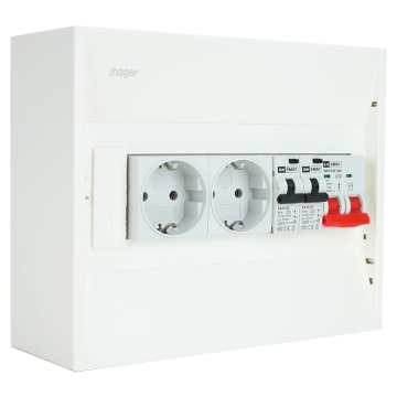 EMAT PV-verdeler 2x B16 alamat met 2x WCD en hoofdschakelaar (PV0007)