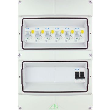 Eaton componenten in waterdichte (IP55) groepenkast 6 aardlekautomaten 1 fase 250x370 (BxH)