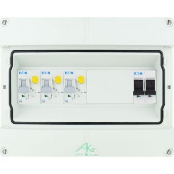 Eaton componenten in waterdichte (IP55) groepenkast 3 aardlekautomaten 1 fase 250x200 (BxH)