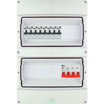 EMAT Schneider waterdichte (IP55) groepenkast 8 aardlekautomaten 3 fase 250x370 (BxH) 