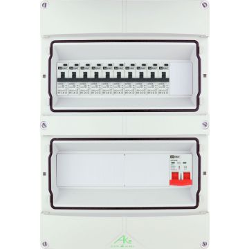 EMAT Schneider waterdichte (IP55) groepenkast 10 aardlekautomaten 1 fase 250x370 (BxH) 