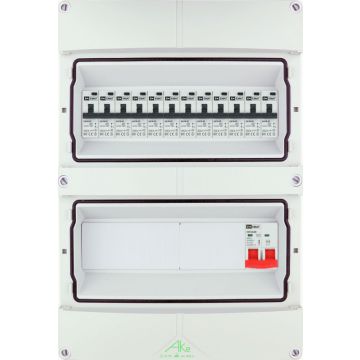 EMAT Schneider waterdichte (IP55) groepenkast 12 aardlekautomaten 1 fase 250x370 (BxH) 