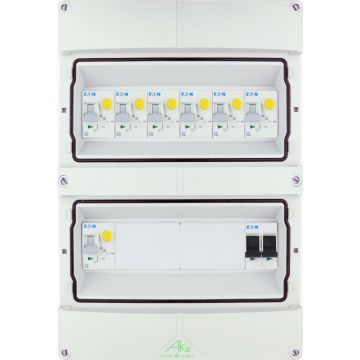 Eaton componenten in waterdichte (IP55) groepenkast 7 aardlekautomaten 1 fase 250x370 (BxH)