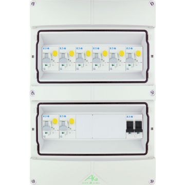 Eaton componenten in waterdichte (IP55) groepenkast 8 aardlekautomaten 1 fase 250x370 (BxH)