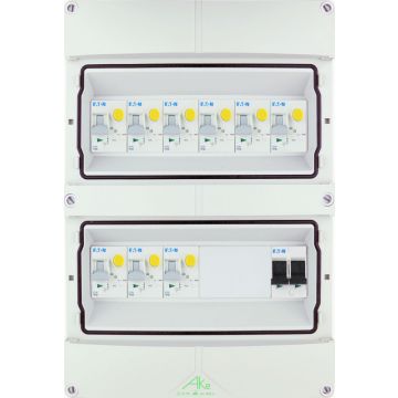 Eaton componenten in waterdichte (IP55) groepenkast 9 aardlekautomaten 1 fase 250x370 (BxH)