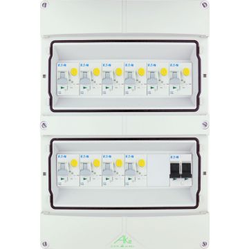 Eaton componenten in waterdichte (IP55) groepenkast 10 aardlekautomaten 1 fase 250x370 (BxH)