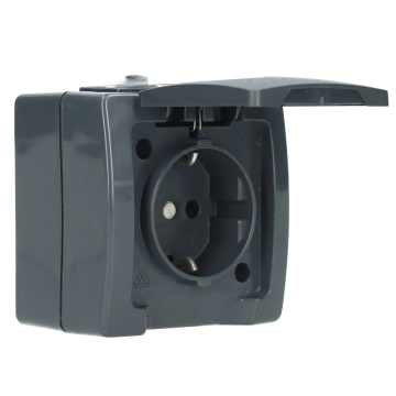 Kopp NAUTIC stopcontact ip44 met randaarde 1-voudig opbouw antraciet
