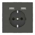 Schneider Electric Systeem D Life wandcontactdoos met 2x USB en randaard type A - antraciet (MTN2366-6034)