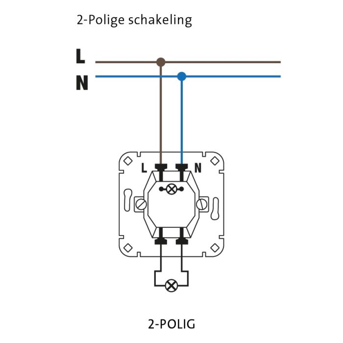 Kopp inbouw sokkel 2-polige schakelaar