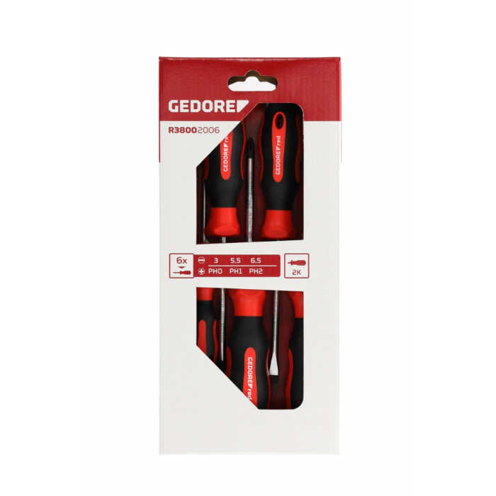 GEDORE RED 2-comp schroevendraaierset PH+SL 6-dlg (R38002006)